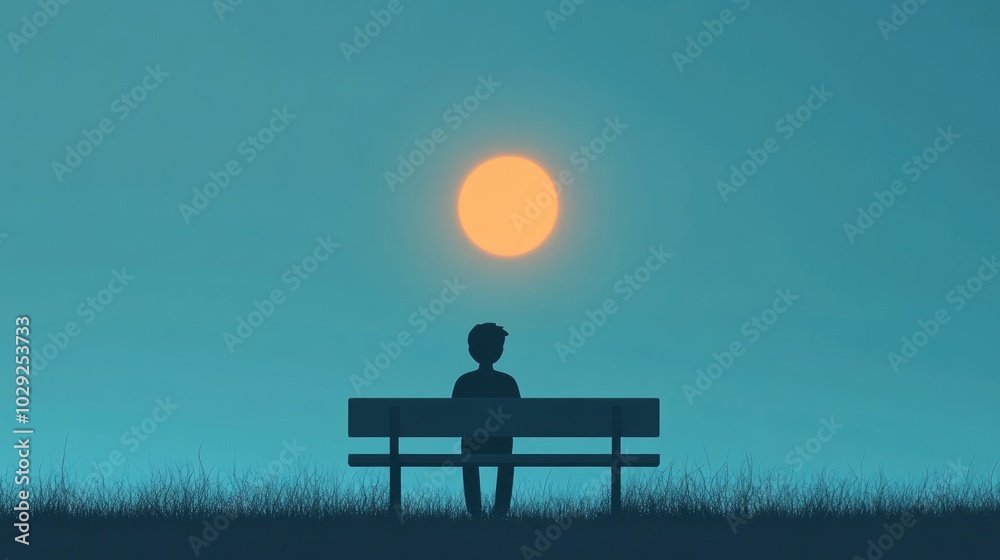 A solitary figure enjoys a moment of quiet joy on a bench under the warm, glowing sun during a serene afternoon A solitary figure enjoys a moment of quiet joy on a bench under the warm, glowing sun during a serene afternoon