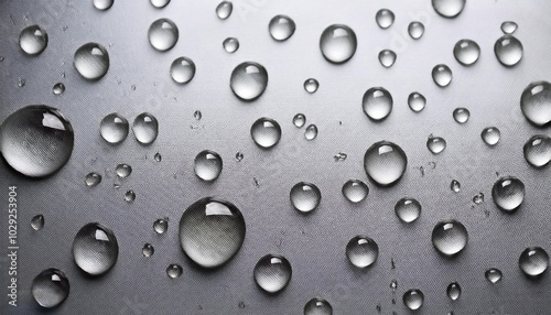 Water drops texture overlay background. Spray, liquid droplets on gray surface, isolated white background