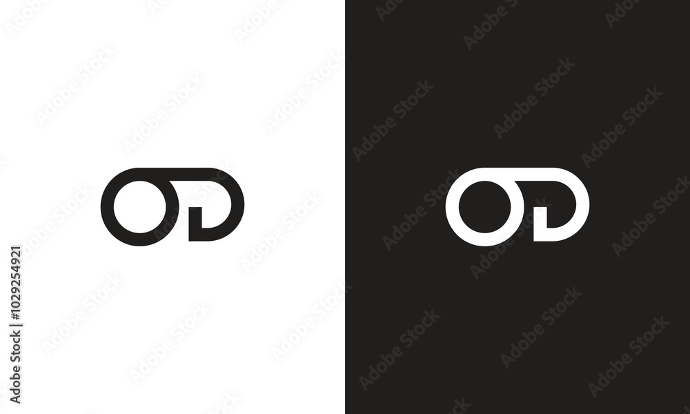 Fototapeta premium OD logo, monogram unique logo, black and white logo, premium elegant logo, letter OD Vector