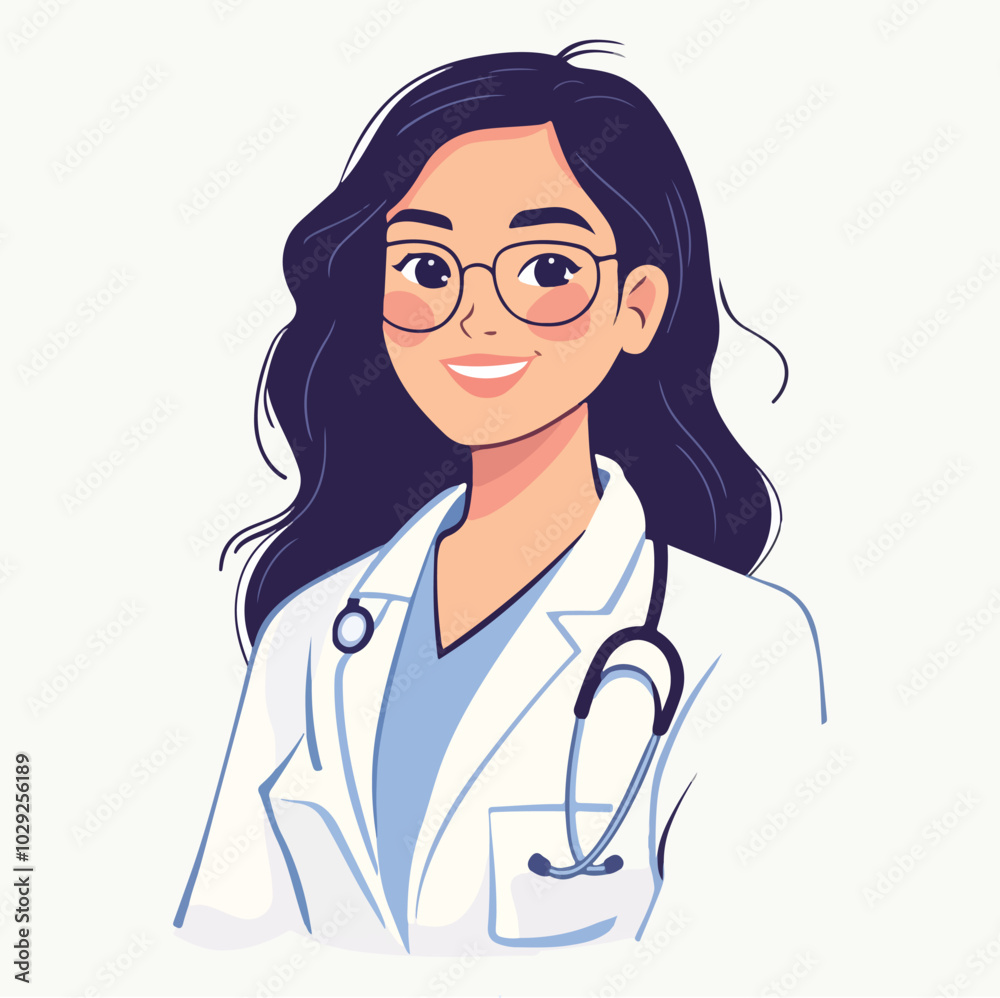 Woman doctor holding a clipboard Young cartoon doctor with vector illustration Medical concept Woman doctor holding a clipboard Young cartoon doctor with vector illustration Medical concept