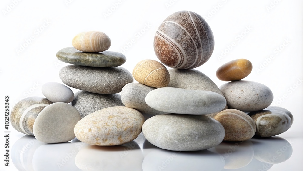Collection of Isolated Stones on White Background for Natural Decor and Design Projects Collection of Isolated Stones on White Background for Natural Decor and Design Projects