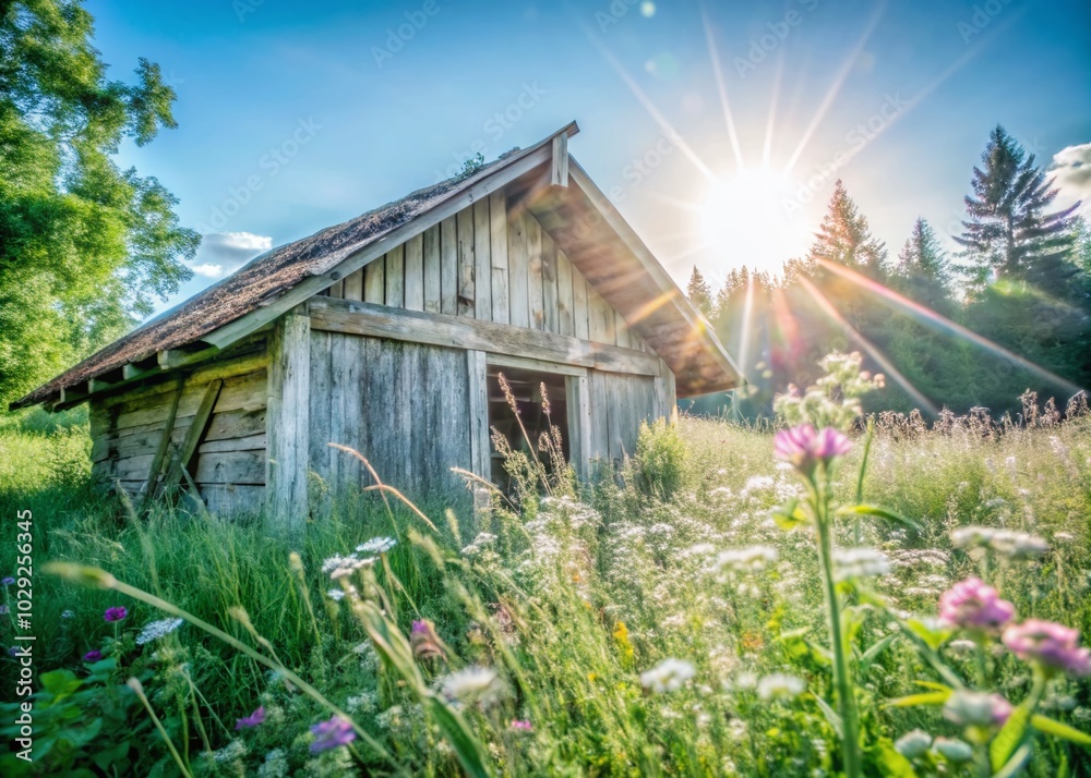 Collapsed Wooden Outbuilding in Meadow Surrounded by Forest - Urban Exploration Photography Collapsed Wooden Outbuilding in Meadow Surrounded by Forest - Urban Exploration Photography