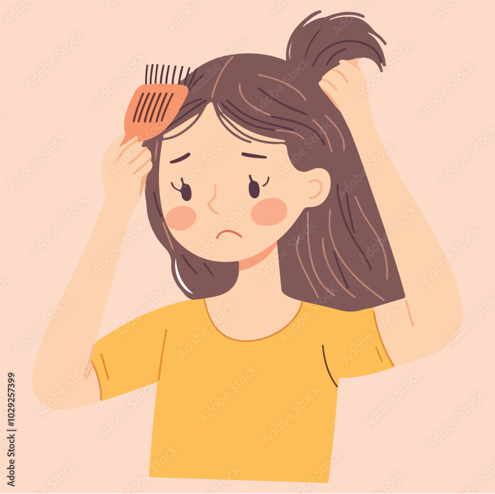 Vector illustration of a girl sitting pensive with sad feelings Vector illustration of a girl sitting pensive with sad feelings