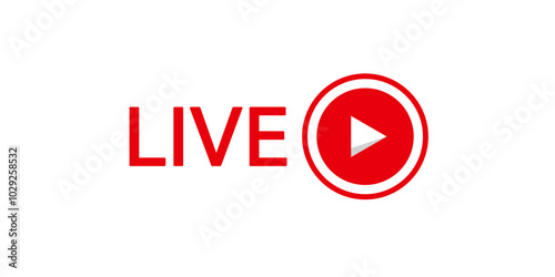 Online live stream logo. Red video broadcast icon.