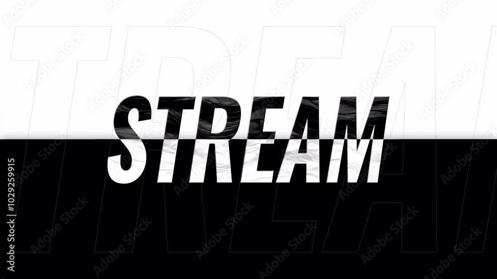 Animation stream starting soon text.Seamless loop.alpha channel at the end.text reveal with masks.Minimal.Black and white background.