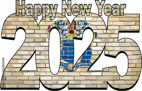 Happy New Year 2025 with New Jersey flag inside - Illustration,
2025 HAPPY NEW YEAR NUMERALS photo