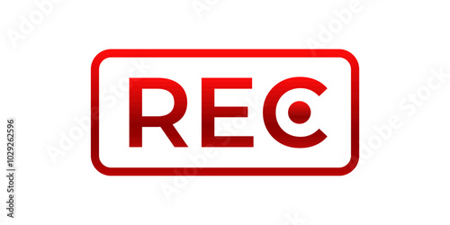 Rec indicator for live video recording. Video record icon.