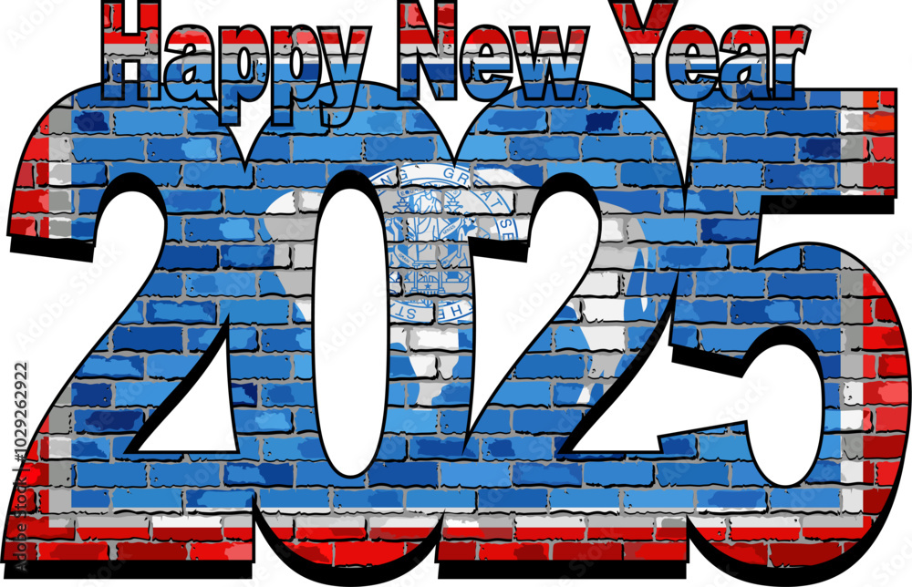 Φωτογραφία Happy New Year 2025 with Wyoming flag inside - Illustration,
2025 HAPPY NEW YEAR
