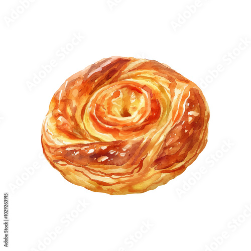 danish pastry vector illustration in watercolor style