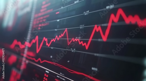 A Close-up of Economic Indicators Skyrocket Red Alert:Rising Inflation and Interest Rates Dominate Financial - A Visual Representation of Economic Uncertainty