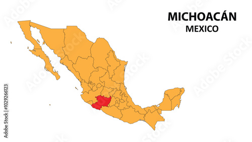 Michoacán Map is highlighted on the Mexico map with detailed state and region outlines.