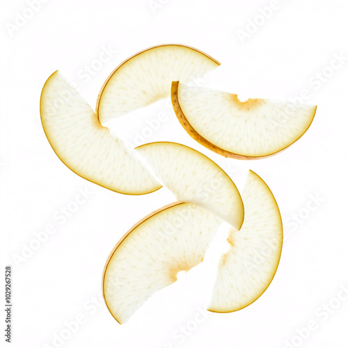 fresh sliced pear fruit isolated on white background