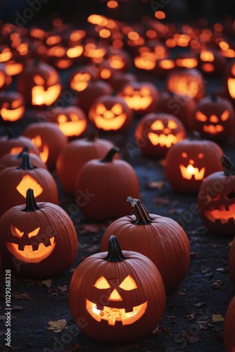 Wallpaper Mural Halloween holiday carved pumpkins background closeup view Torontodigital.ca