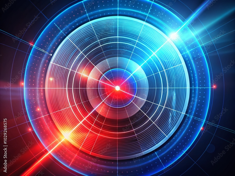 Transform the Red and Blue Radar Illustration into a sleek line style design, perfect for contemporary graphics and technology projects, conveying Transform the Red and Blue Radar Illustration into a sleek line style design, perfect for contemporary graphics and technology projects, conveying