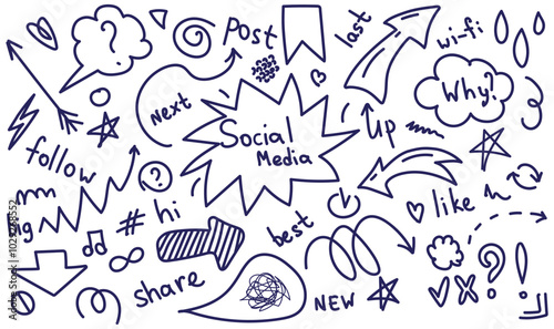 doodle elements social media icons 