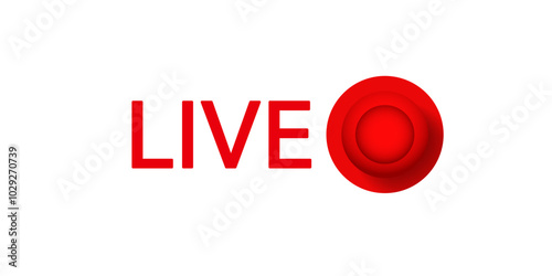 Online live stream logo. Red video broadcast icon.
