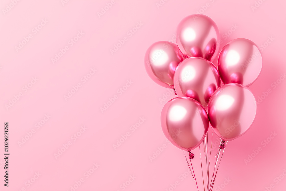 Shiny pink metallic balloons with copy space Shiny pink metallic balloons with copy space