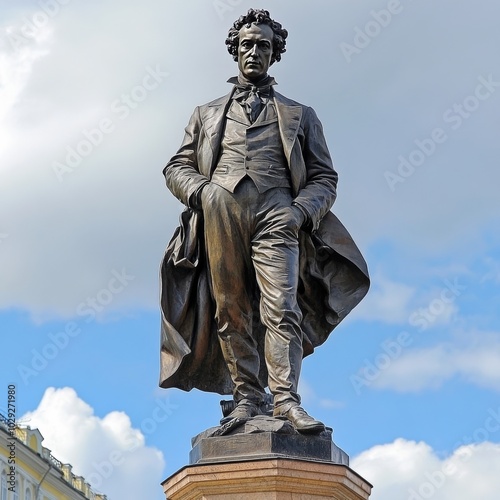 Statue of Russian poet Pushkin in Arts Square. photo