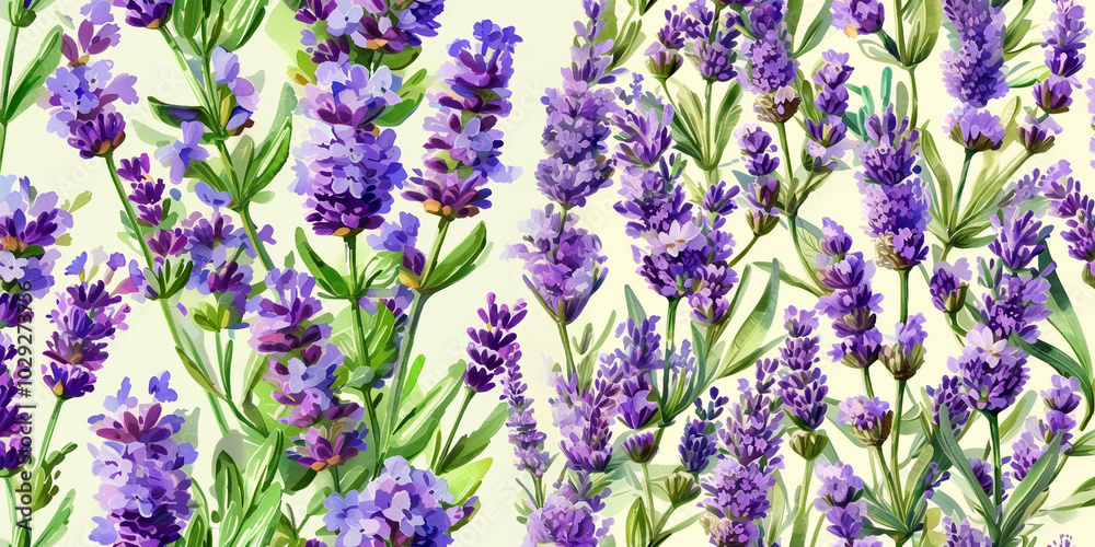 Obraz premium Lavender fields in bloom, showcasing vibrant purple blossoms during springtime
