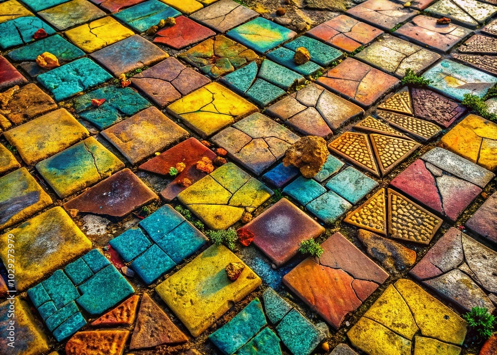 Cracked Pavement Tiles - Macro Photography of Weathered Surfaces and Textures Cracked Pavement Tiles - Macro Photography of Weathered Surfaces and Textures