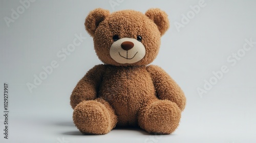 cute teddy bear set against a clean white background exuding warmth and comfort inviting hugs and nostalgia while maintaining a minimalist aesthetic for a charming visual appeal
