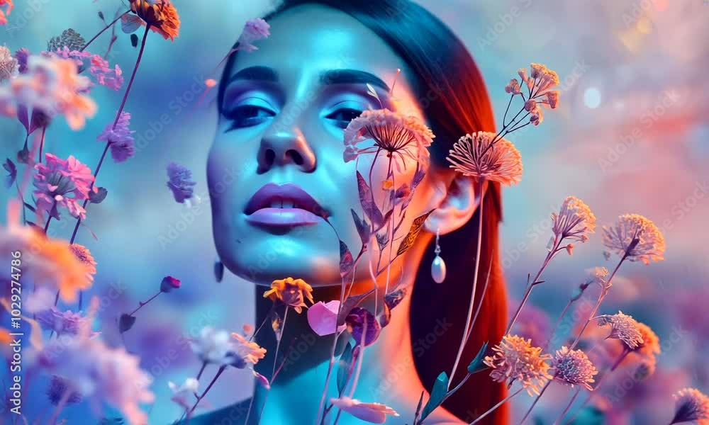 Immerse yourself in a dreamlike atmosphere where a serene figure finds peace among a kaleidoscope of colorful blooms and soft lighting, evoking feelings of harmony and beauty Immerse yourself in a dreamlike atmosphere where a serene figure finds peace among a kaleidoscope of colorful blooms and soft lighting, evoking feelings of harmony and beauty