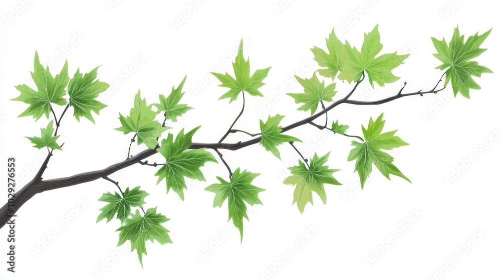 Spring's verdant maple boughs.