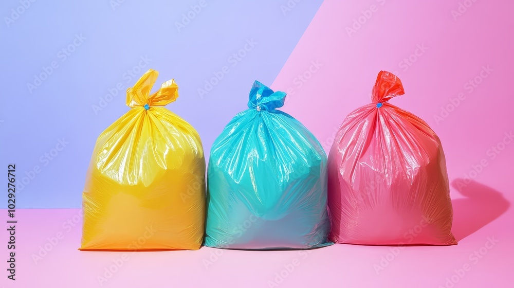 Colorful garbage bags background Colorful garbage bags background