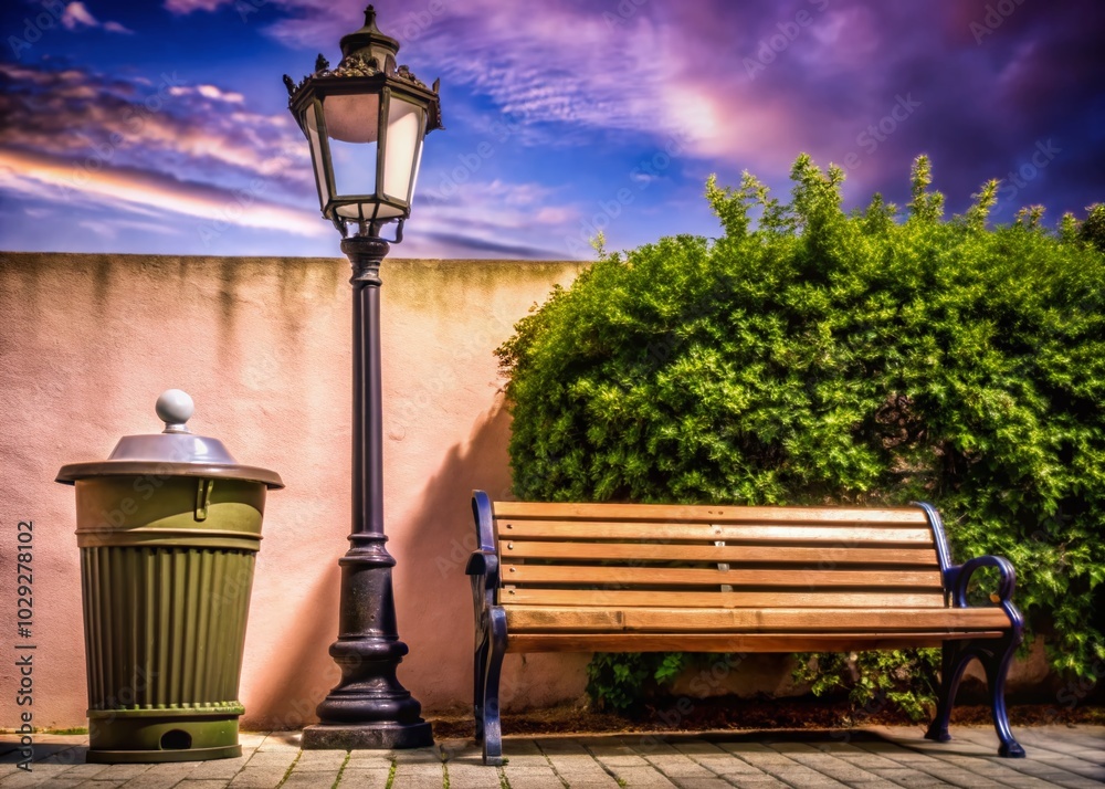 Urban Bench with Street Lamp and Bin - City Furniture Concepts for Design and Planning Urban Bench with Street Lamp and Bin - City Furniture Concepts for Design and Planning