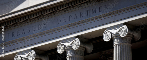U.S. Treasury Department Building – Finance, Economy, Investment, and Wealth Concept Background