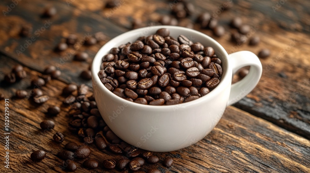 Beans in cup on rustic table