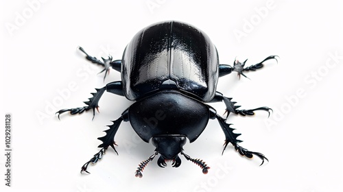 Black Beetle on White: A Macro Study of Nature's Design photo