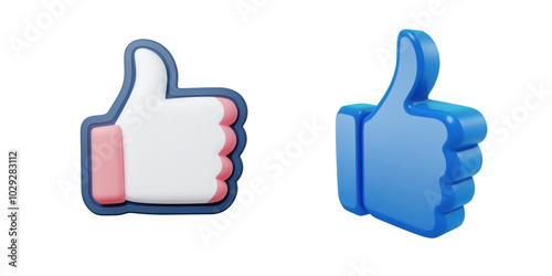 Thumbs Up and Thumbs Down Icons on Transparent Background