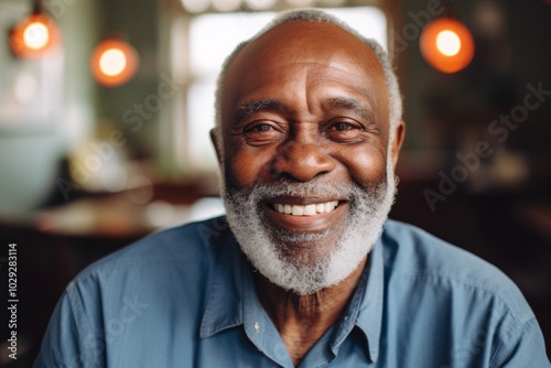 Portrait of a elderly African American man smiling in nursing home