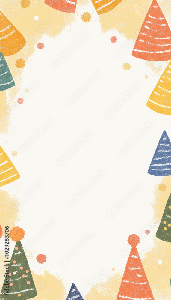 Obraz premium Playful banner with colourful party hats and light, festive elements.