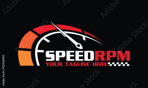 Rpm car speed logo, speedometer driver race logo design vector template