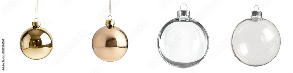Hanging Christmas Tree Ornaments on Transparent Background Hanging Christmas Tree Ornaments on Transparent Background