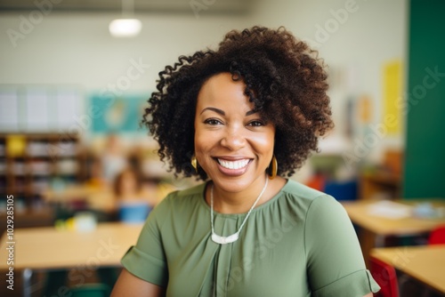 Portrait of a smiling female African American kindergarten teacher