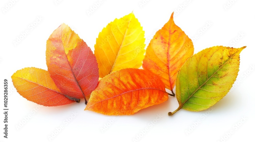 Fototapeta premium Autumn foliage on white background.