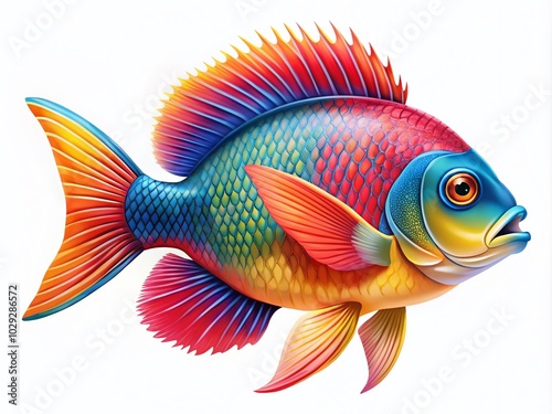 Vector Image of a Colorful Fish on White Background for Design Projects