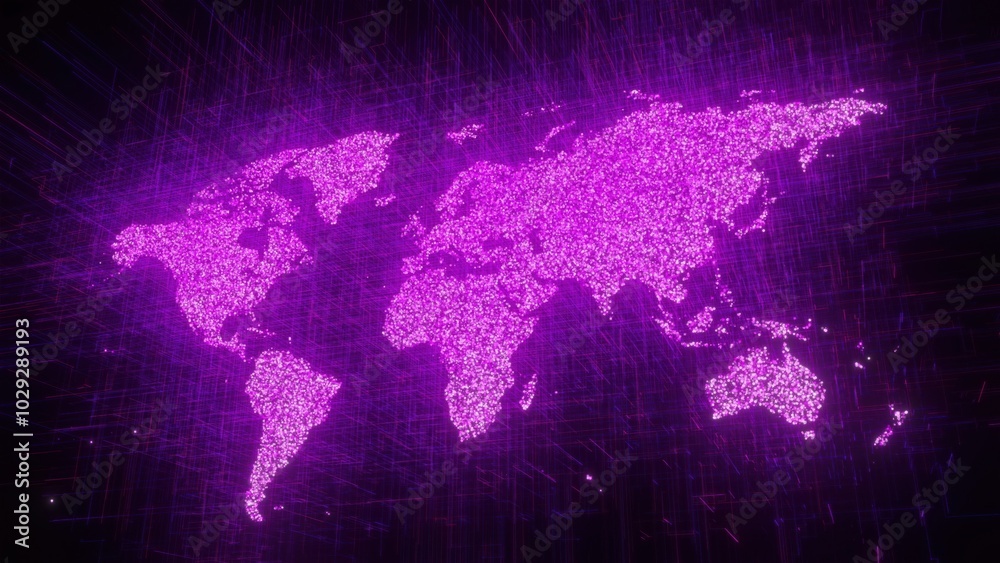 Naklejka premium Digital world map. Computer generated 3d render