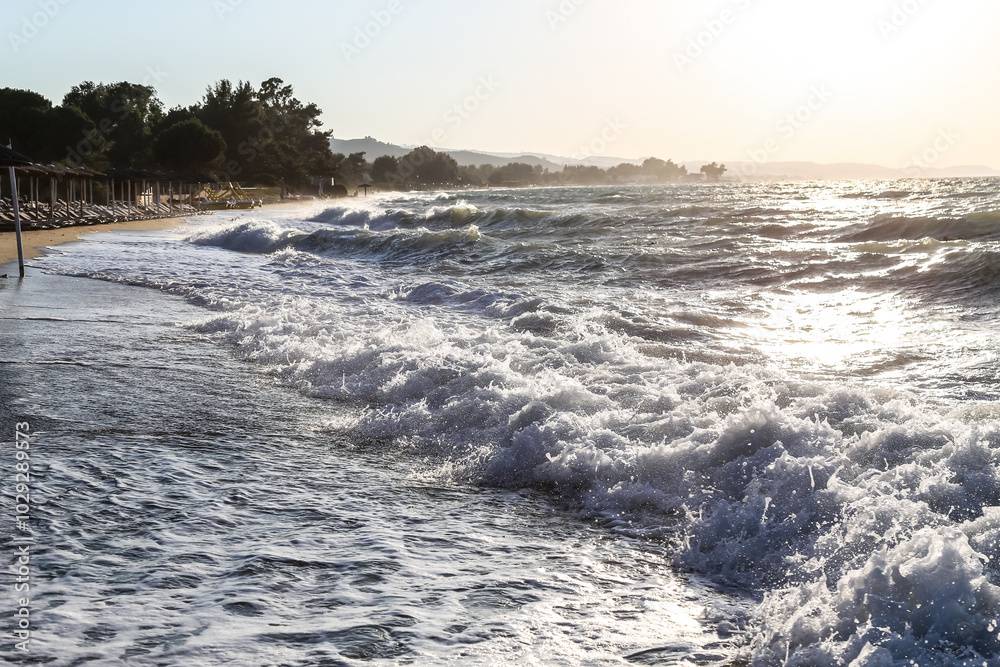 Summer time, vacation, sea, waves, sand.