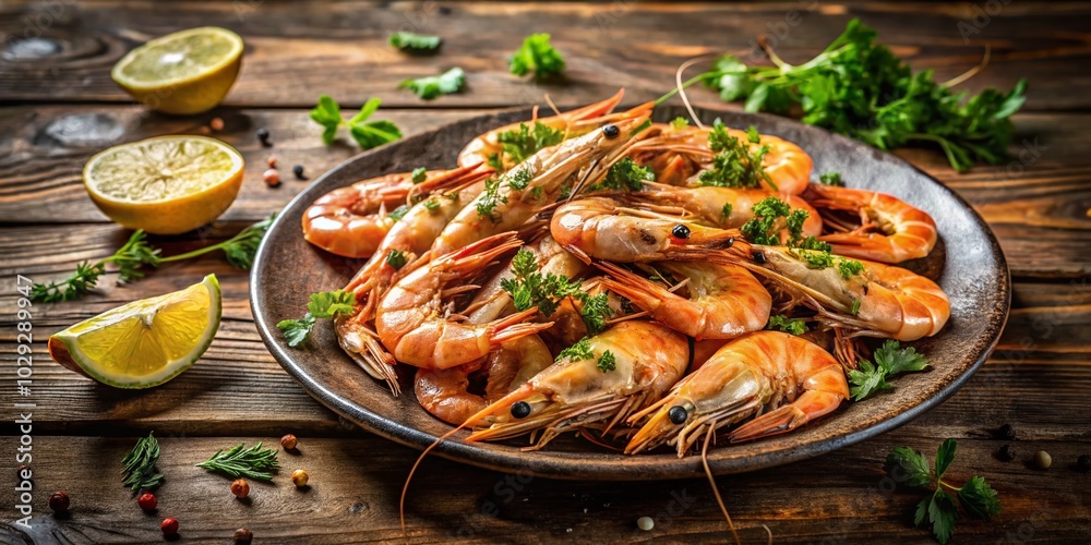 Delicious Shrimp Platter - Candid Photography of Fresh Seafood Dish for Culinary Inspiration