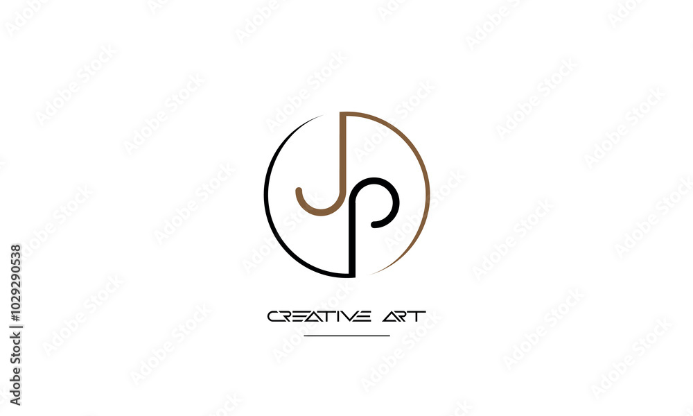 JP, PJ, J, P abstract letters logo monogram JP, PJ, J, P abstract letters logo monogram
