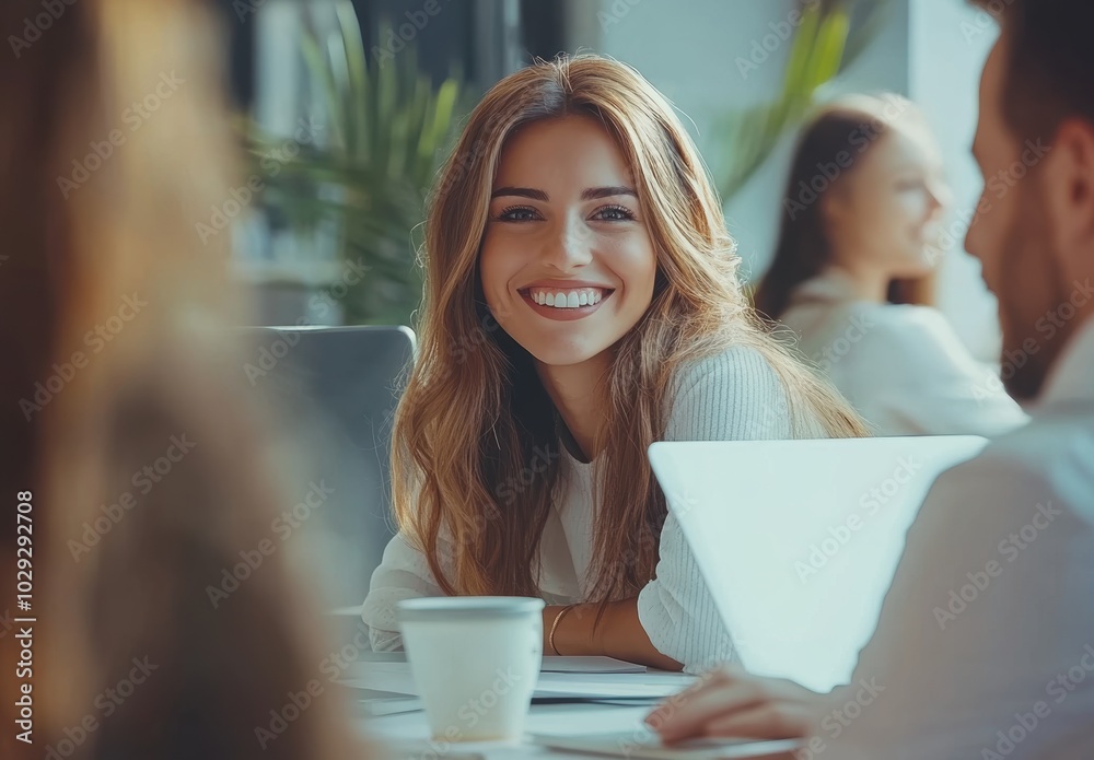 Smiling Woman Meeting. Smiling Woman Meeting.