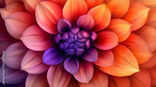 Vibrant Orange Purple Dahlia Flower Macro Photography