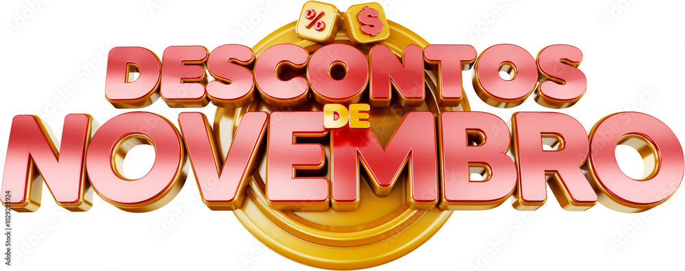 Fototapeta premium selo 3d descontos de novembro, ofertas de novembro selo comercial varejo supermercado