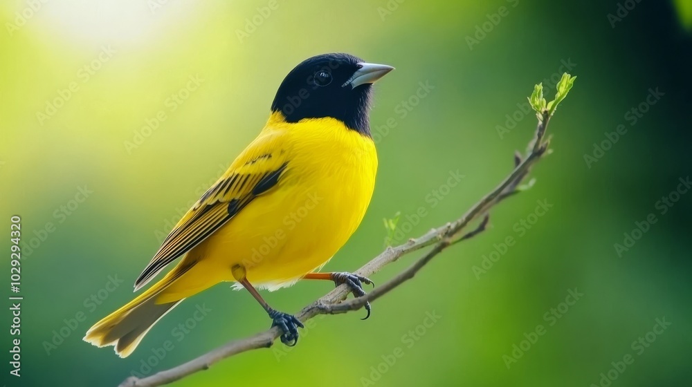Fototapeta premium Yellow bird on branch