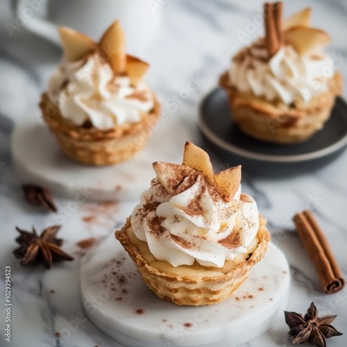 Delicious treat for tea with cinnamon and meringue.