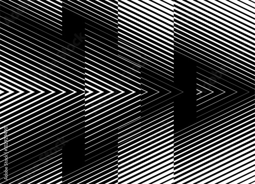 Modern black and white vector pattern with black lines. Abstract arrows. Design element. For interior, covers, advertising, packaging, textiles. Striped vector background